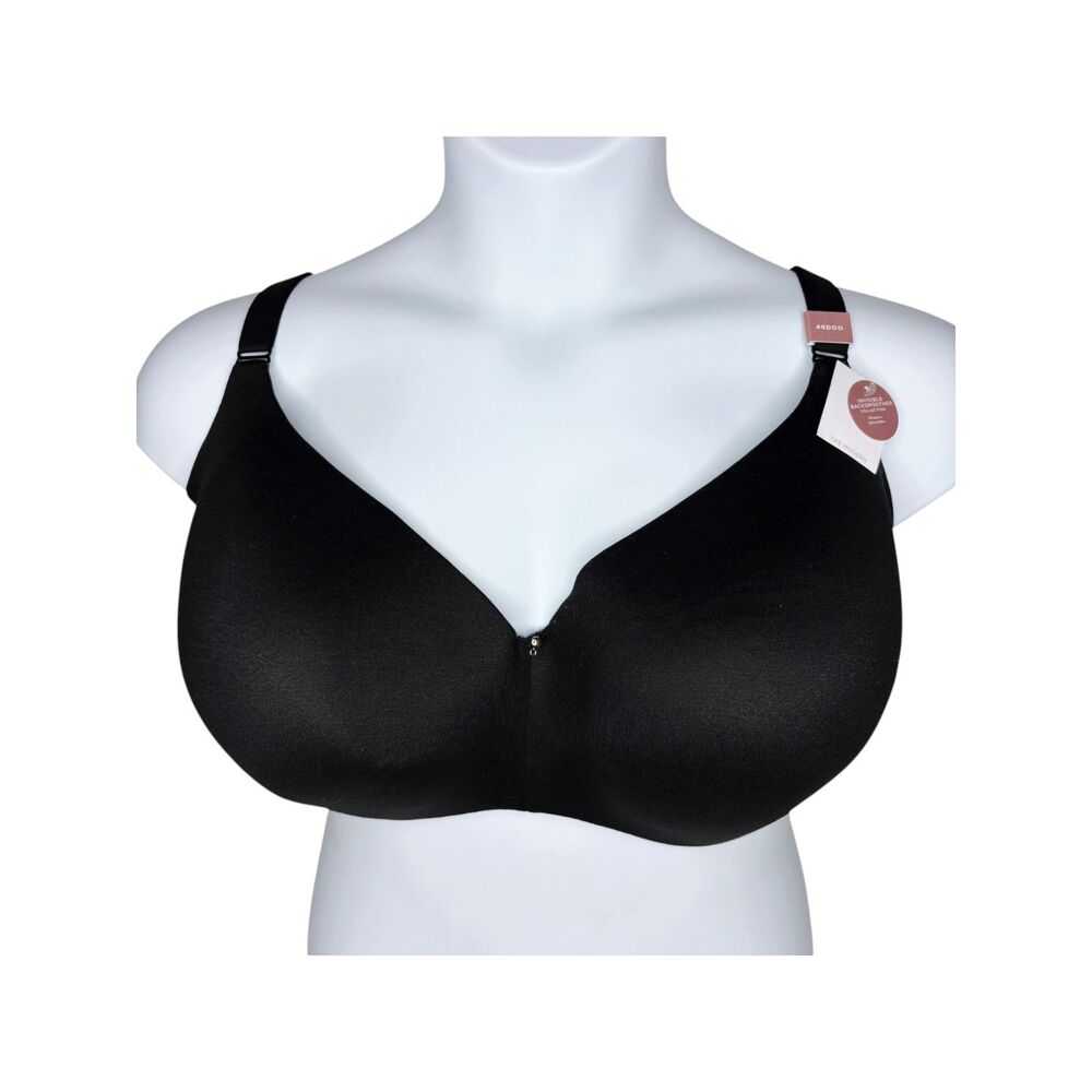 NWT Cacique Invisible Backsmoother Lightly Lined Balconette Bra sz 46DDD * Black